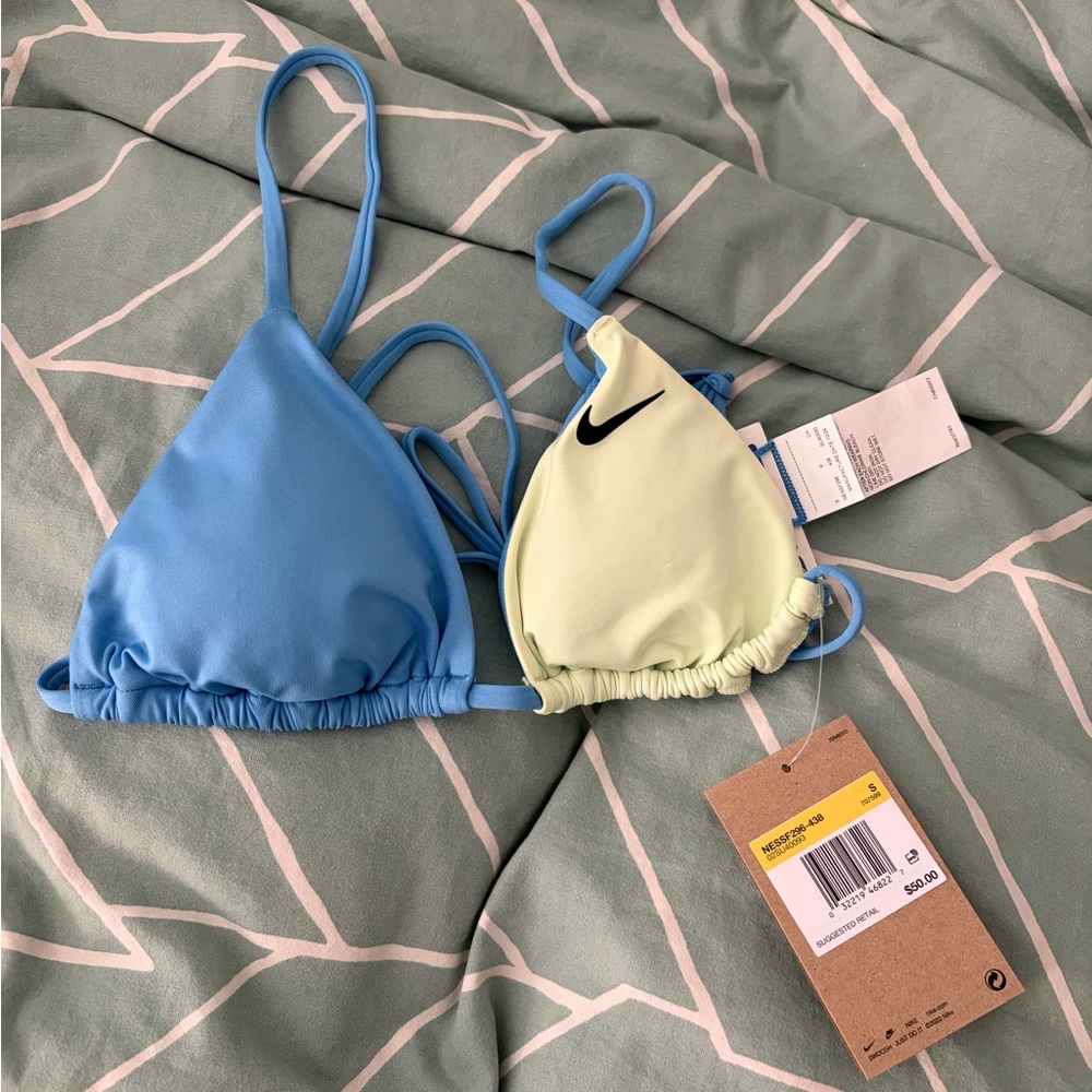 Nike Women's Colorblock Triangle Bikini Top in University Blue Size S NWT